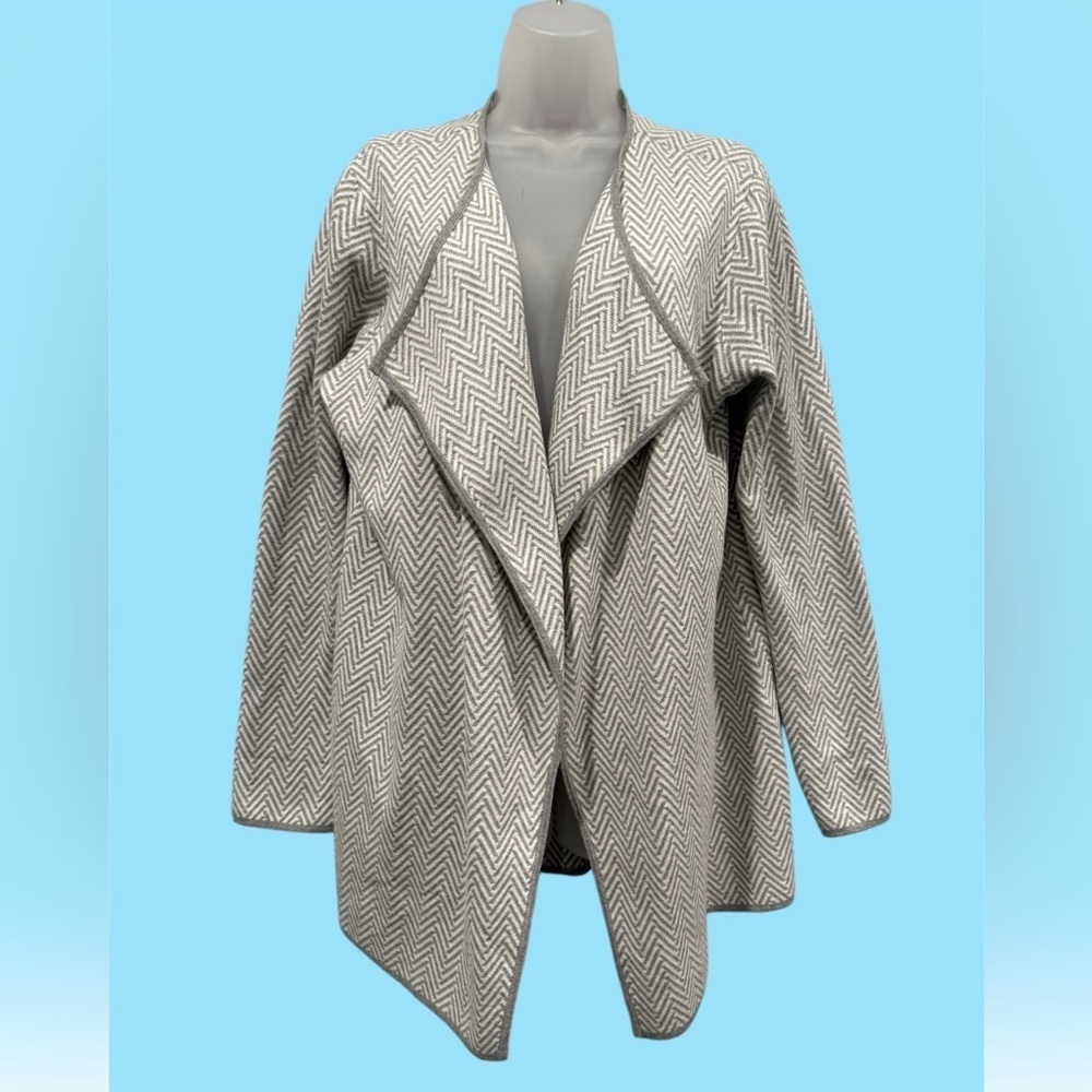 Vince Camuto Herringbone Open-Front Cardigan - Size L - 100% Cotton